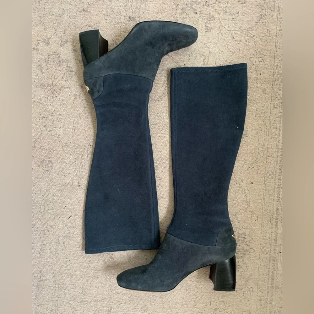Tory Burch Sidney Slip On‎ Navy Suede Boots Size 10.5